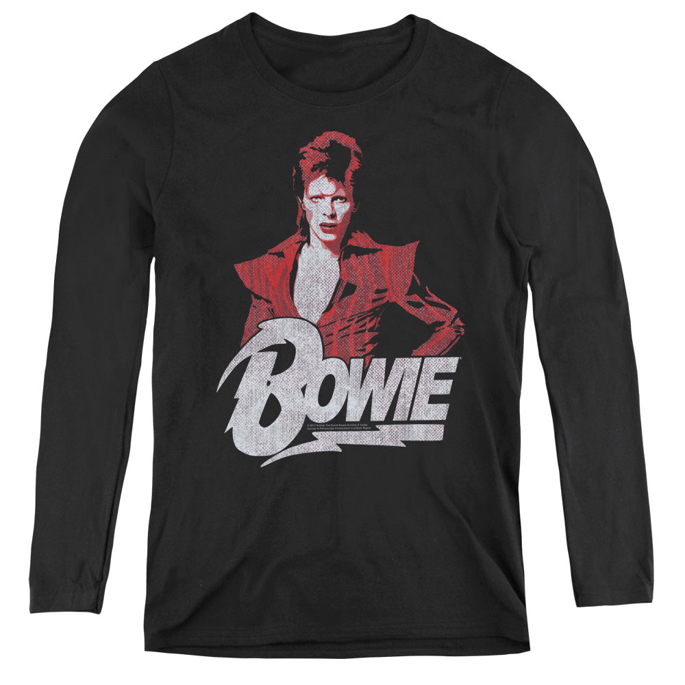 David Bowie Diamond David Womens Long Sleeve Shirt Black