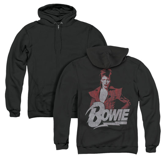 David Bowie Diamond David Back Print Zipper Mens Hoodie Black