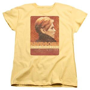David Bowie Stage Tour Berlin 78 Womens T Shirt Yellow