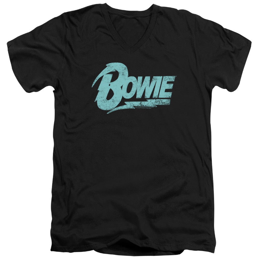 David Bowie Logo Mens Slim Fit V-Neck T Shirt Black