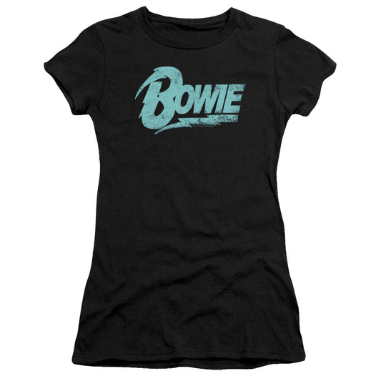 David Bowie Logo Junior Sheer Cap Sleeve Womens T Shirt Black