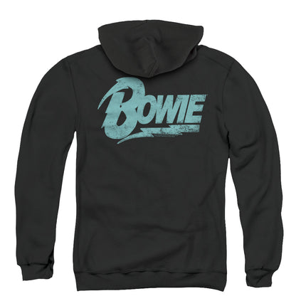 David Bowie Logo Back Print Zipper Mens Hoodie Black