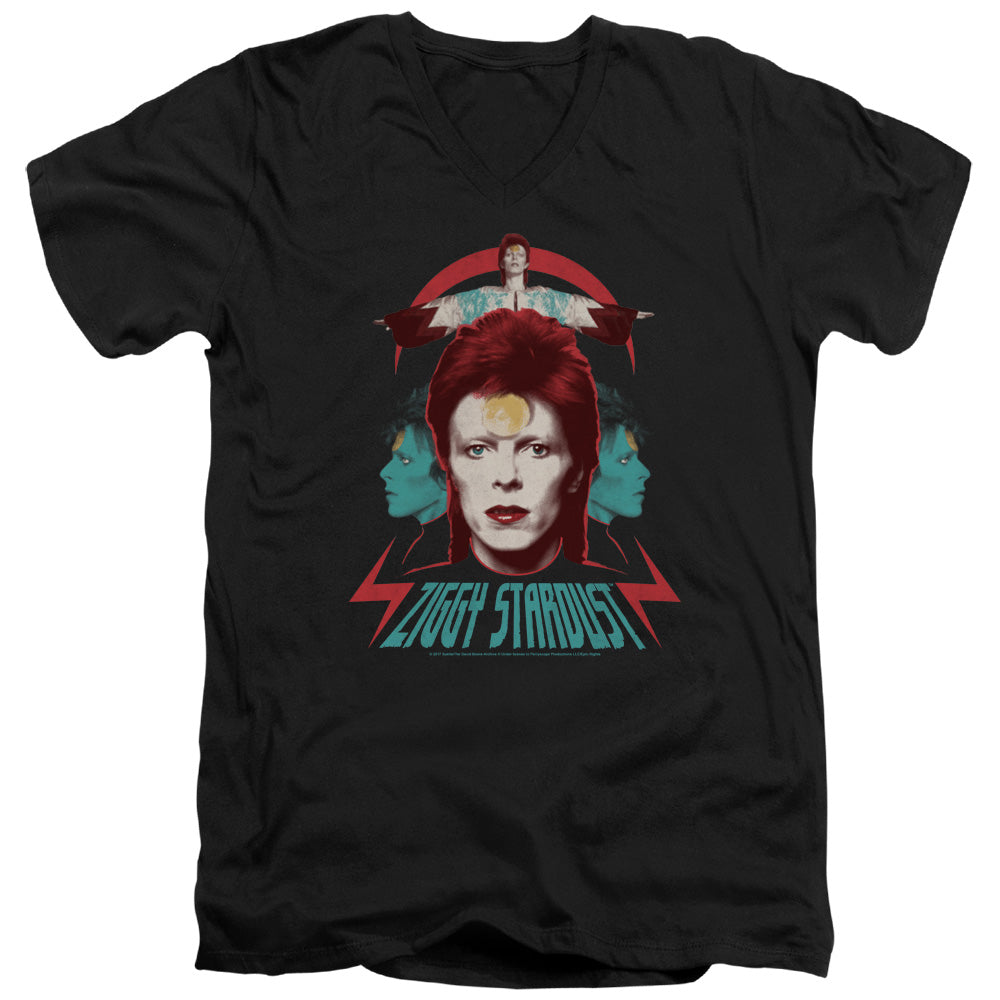 David Bowie Ziggy Heads Mens Slim Fit V-Neck T Shirt Black