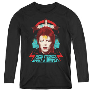 David Bowie Ziggy Heads Womens Long Sleeve Shirt Black
