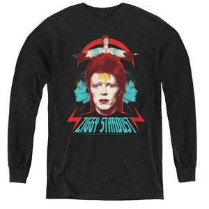David Bowie Ziggy Heads Long Sleeve Kids Youth T Shirt Black