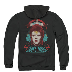 David Bowie Ziggy Heads Back Print Zipper Mens Hoodie Black