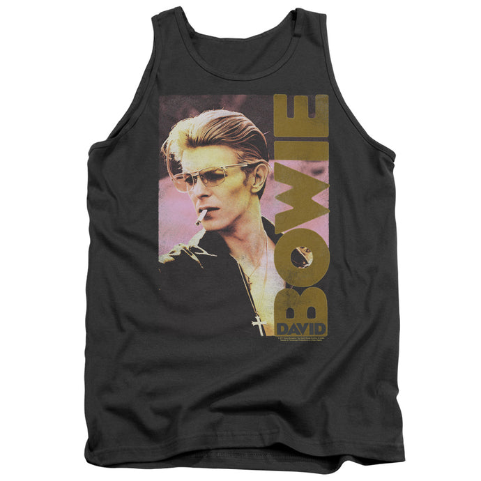 David Bowie Smokin Mens Tank Top Shirt Charcoal