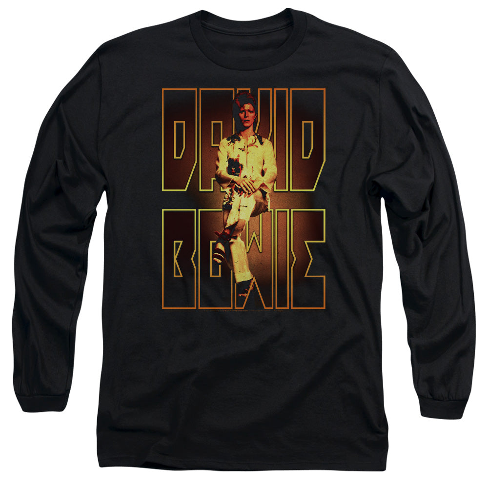 David Bowie Perched Mens Long Sleeve Shirt Black