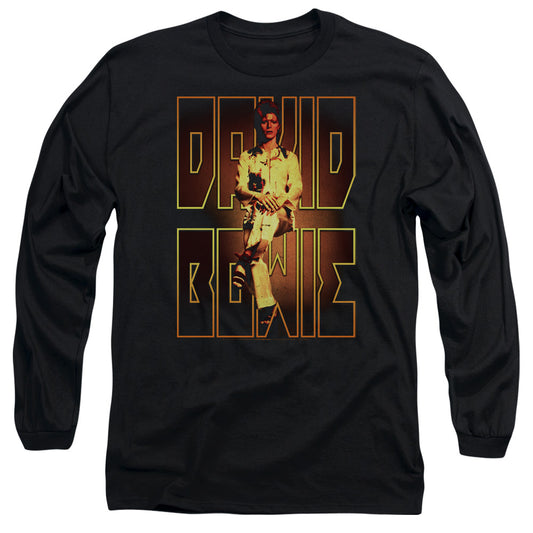 David Bowie Perched Mens Long Sleeve Shirt Black