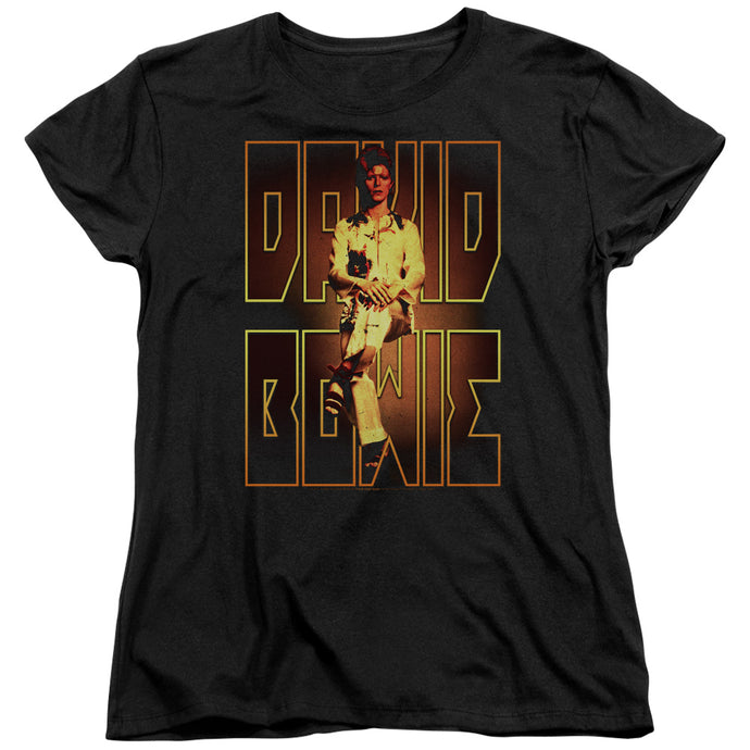 David Bowie Perched Womens T Shirt Black