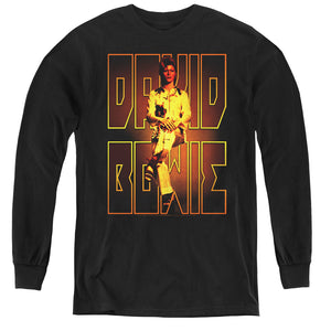 David Bowie Perched Long Sleeve Kids Youth T Shirt Black