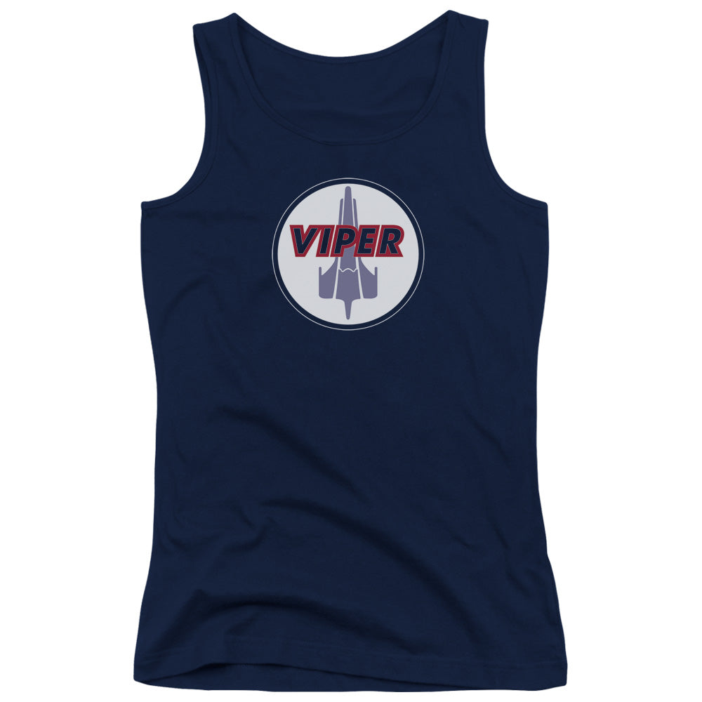 Battlestar Galactica Viper Badge Womens Tank Top Shirt Navy Blue