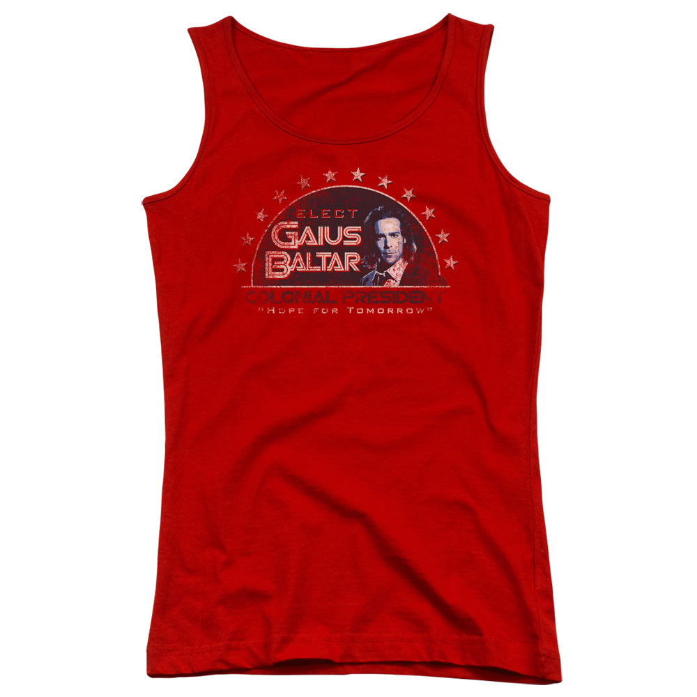 Battlestar Galactica Elect Gaius Womens Tank Top Shirt Red