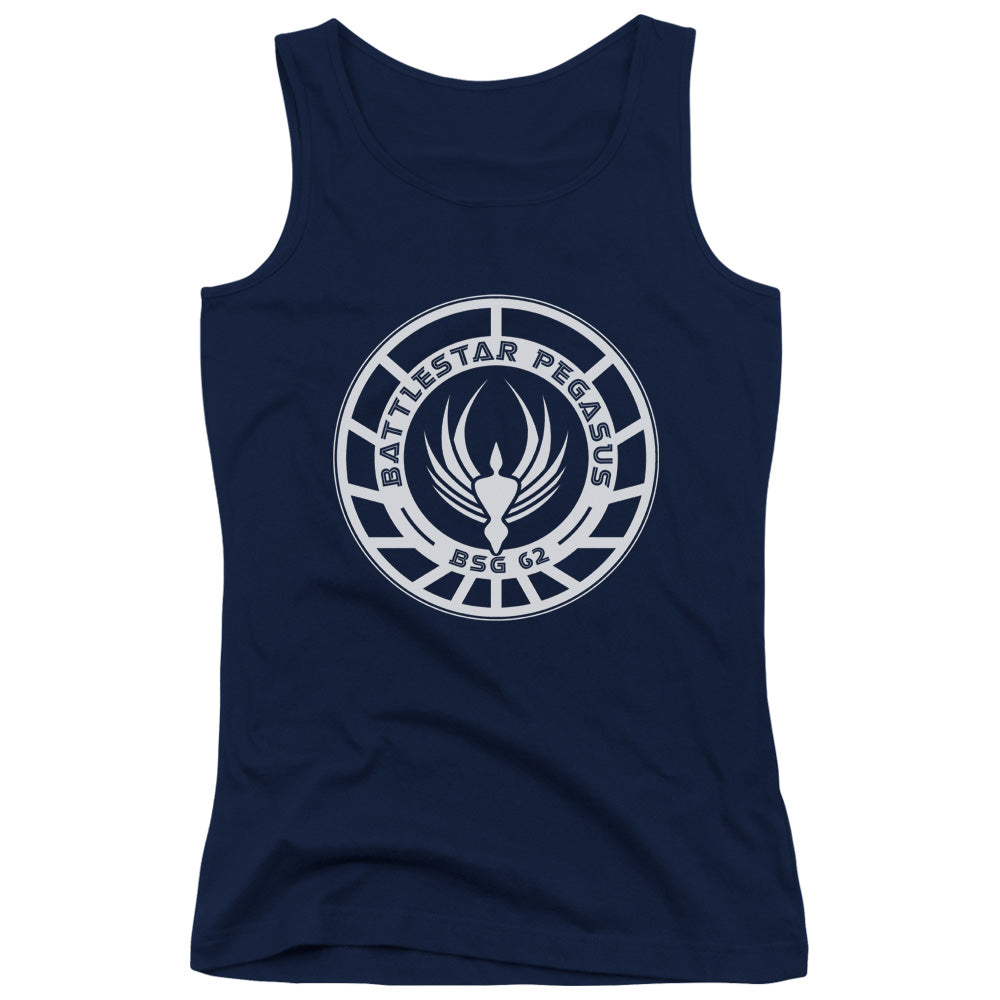 Battlestar Galactica Pegasus Badge Womens Tank Top Shirt Navy Blue