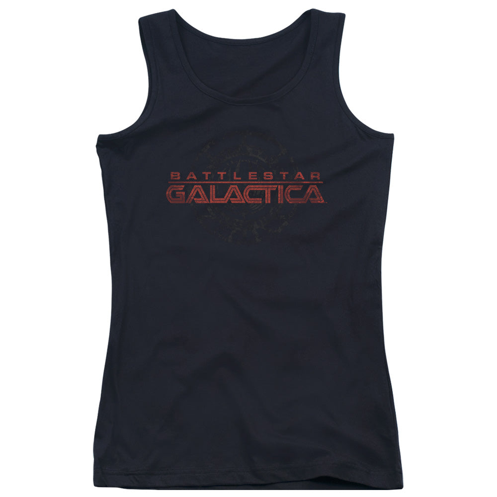 Battlestar Galactica Batered Logo Womens Tank Top Shirt Black