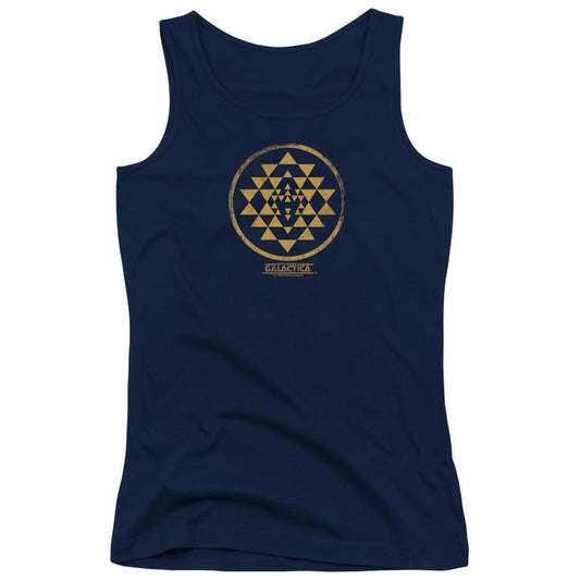 Battlestar Galactica Gold Squadron Patch Womens Tank Top Shirt Navy Blue