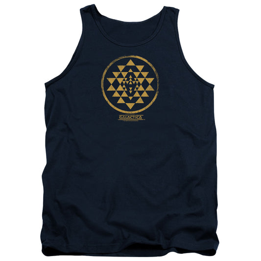 Battlestar Galactica Gold Squadron Patch Mens Tank Top Shirt Navy Blue