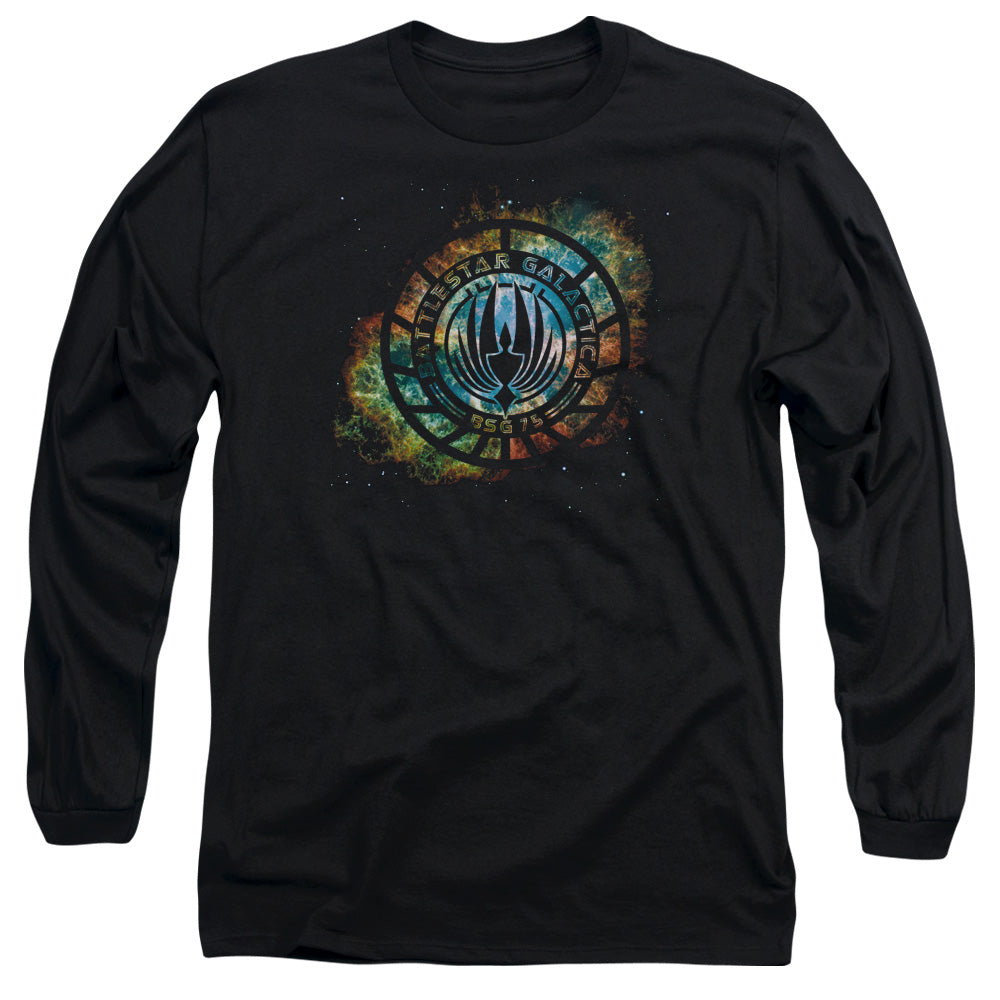Batlestar GalACtica (New) Emblem Knock Out Mens Long Sleeve Shirt Black Officially Licensed