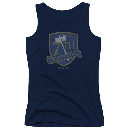 Battlestar Galactica Batleaxe Badge Womens Tank Top Shirt Navy Blue