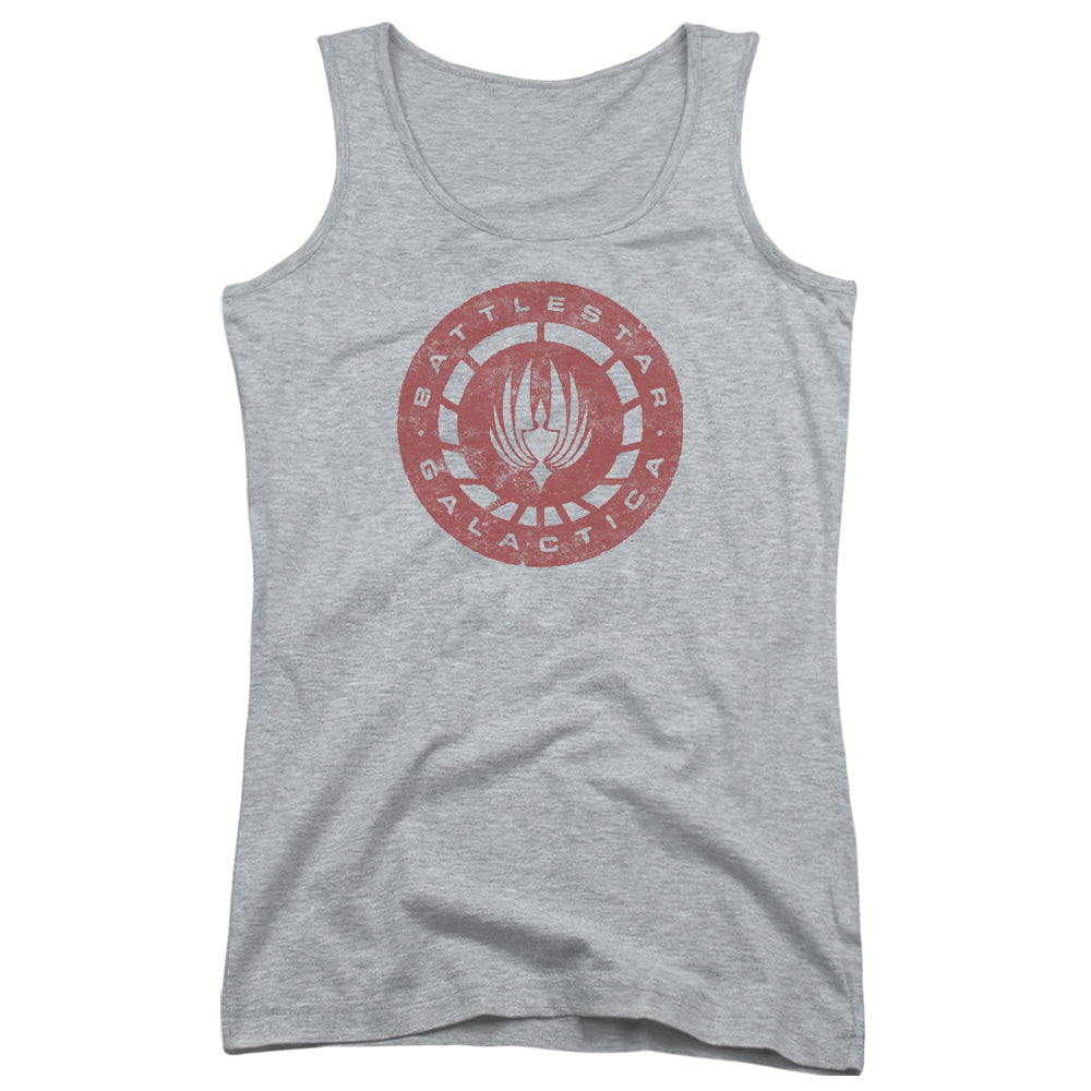 Battlestar Galactica Eroded Logo Womens Tank Top Shirt Athletic Heather