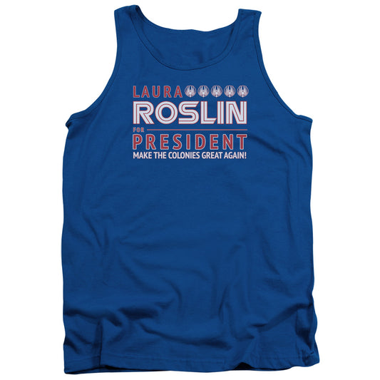 Battlestar Galactica Roslin For President Mens Tank Top Shirt Royal Blue