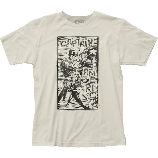 Captain America Captain America Woodcut Mens T Shirt Vintage White