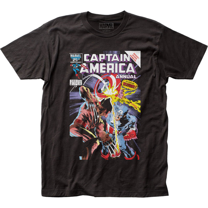 Captain America Captain America vs Wolverine Mens T Shirt Black