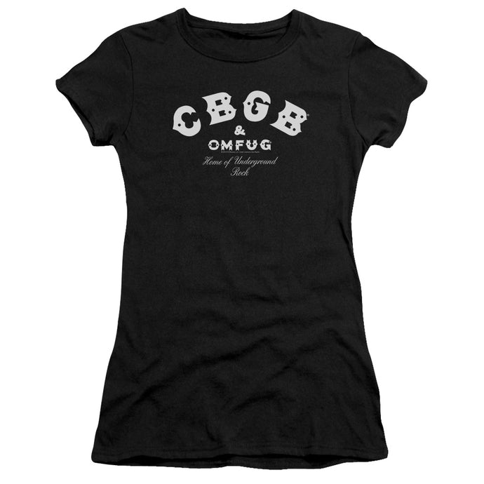 CBGB Classic Logo Junior Sheer Cap Sleeve Premium Bella Canvas Womens T Shirt Black