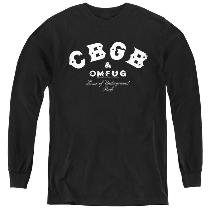 CBGB Classic Logo Long Sleeve Kids Youth T Shirt Black