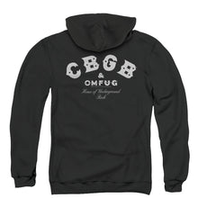 Load image into Gallery viewer, CBGB Classic Logo Back Print Zipper Mens Hoodie Black