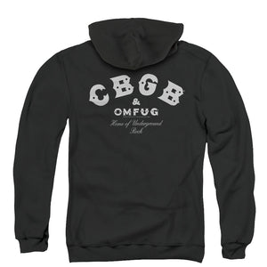 CBGB Classic Logo Back Print Zipper Mens Hoodie Black