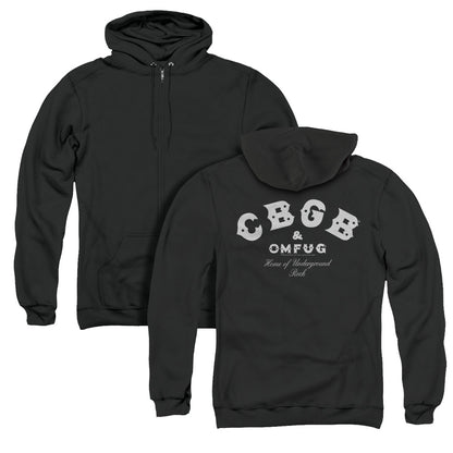 CBGB Classic Logo Back Print Zipper Mens Hoodie Black