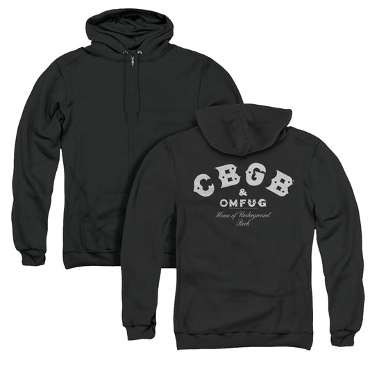 CBGB Classic Logo Back Print Zipper Mens Hoodie Black