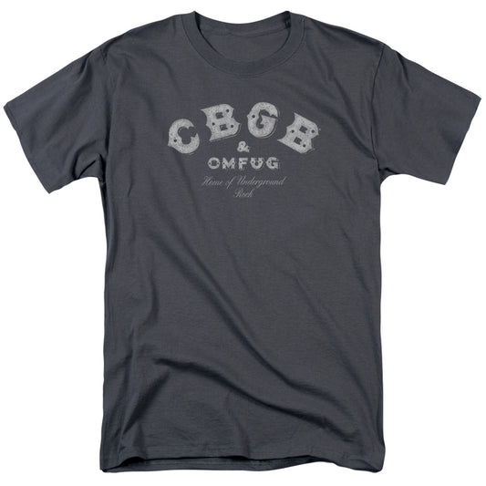 CBGB Tattered Logo Mens T Shirt Charcoal