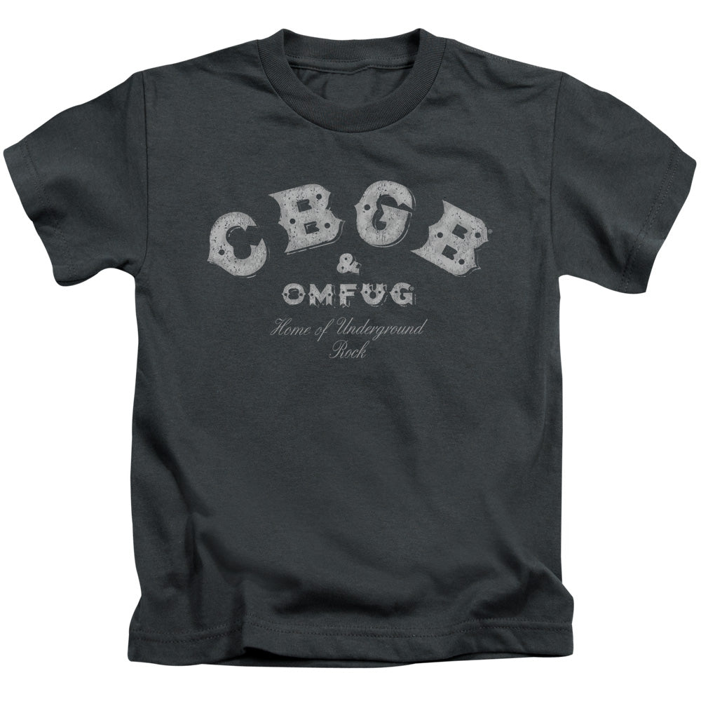 CBGB Tattered Logo Juvenile Kids Youth T Shirt Charcoal