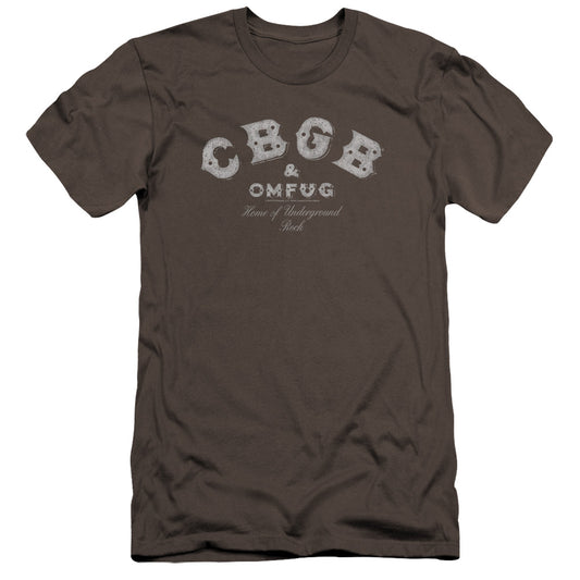 CBGB Tattered Logo Premium Bella Canvas Slim Fit Mens T Shirt Charcoal