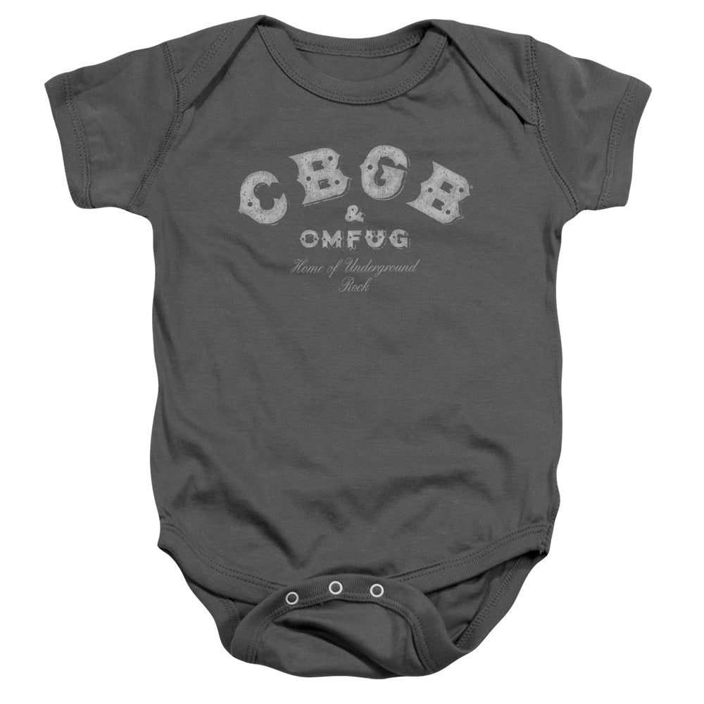 CBGB Tattered Logo Infant Baby Snapsuit Charcoal