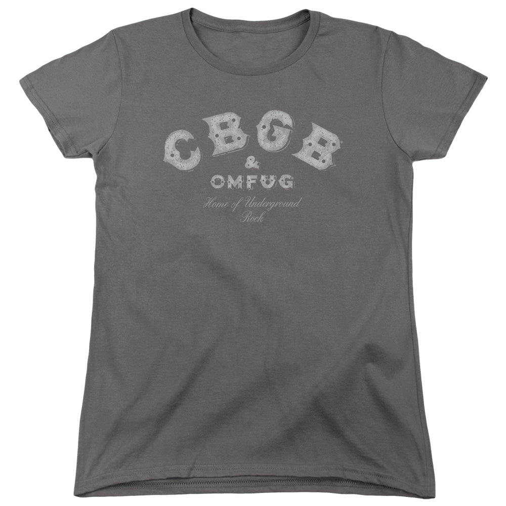 CBGB Tattered Logo Womens T Shirt Charcoal