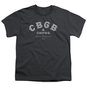 CBGB Tattered Logo Kids Youth T Shirt Charcoal