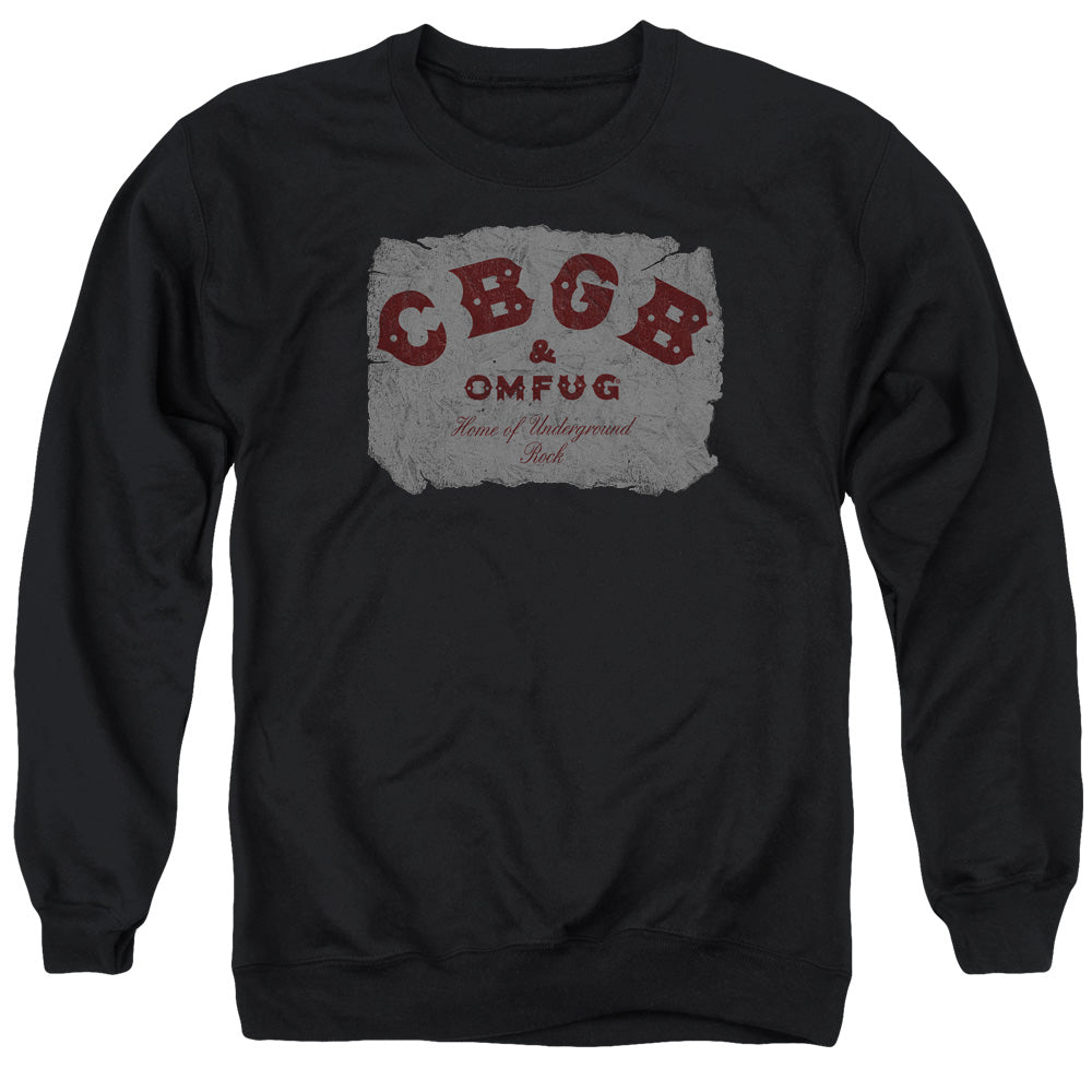 CBGB Crumbled Logo Mens Crewneck Sweatshirt Black