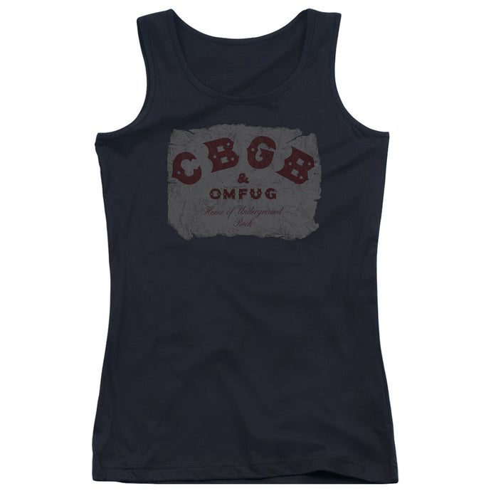 CBGB Crumbled Logo Womens Tank Top Shirt Black