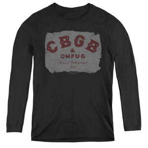 CBGB Crumbled Logo Womens Long Sleeve Shirt Black