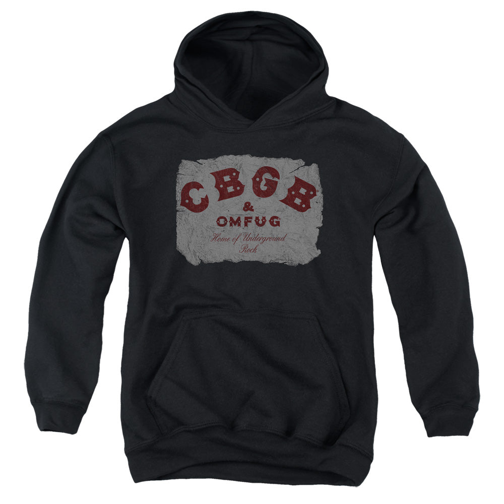 CBGB Crumbled Logo Kids Youth Hoodie Black