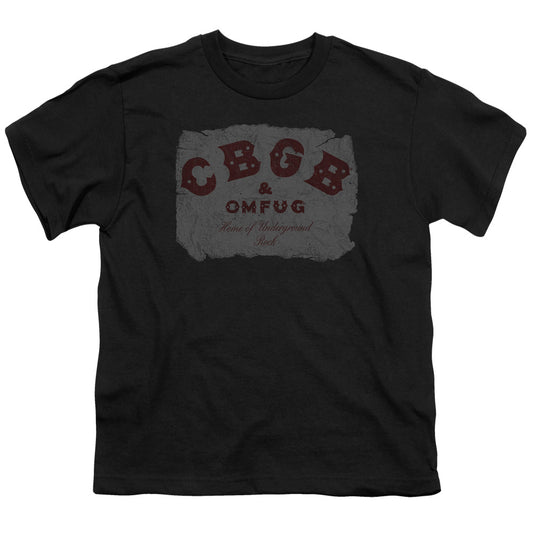 CBGB Crumbled Logo Kids Youth T Shirt Black