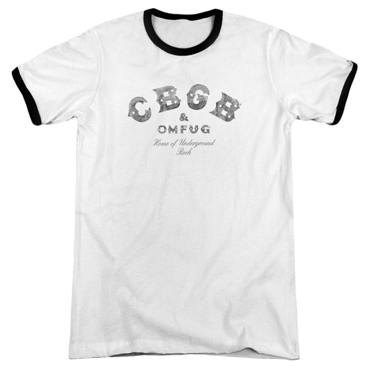 CBGB Club Logo Heather Ringer Mens T Shirt White