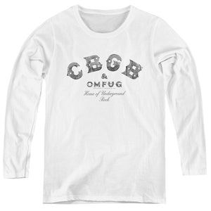 CBGB Club Logo Womens Long Sleeve Shirt White