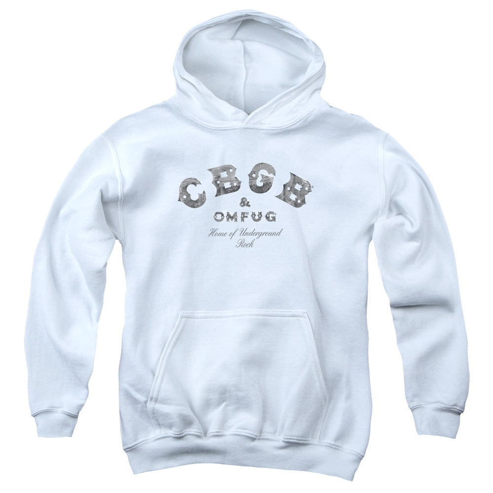 CBGB Club Logo Kids Youth Hoodie White