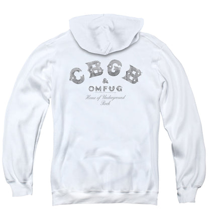 CBGB Club Logo Back Print Zipper Mens Hoodie White