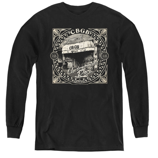 CBGB Front Door Long Sleeve Kids Youth T Shirt Black