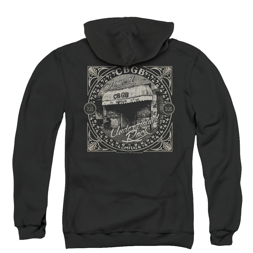 CBGB Front Door Back Print Zipper Mens Hoodie Black